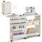 Folding Sewing Desk with Storage Trays 46 Inch Work Surface Natural Wood